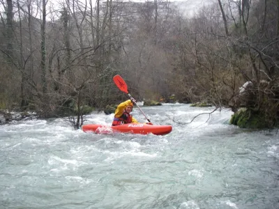 Réembarquement en rive gauche à l'aval de la Cascade de la Vis de Navacelles après un éprouvant portage!